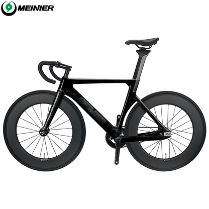 MEINIER 700C Fixed Gear Carbon Track Bike Single Speed Bicycle with Carbon Fiber Wheels 48T Crankeset for Racing